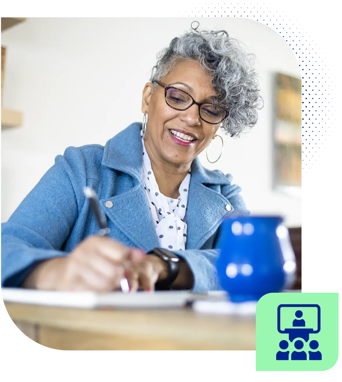 Medicare beneficiary walking before webinar starts